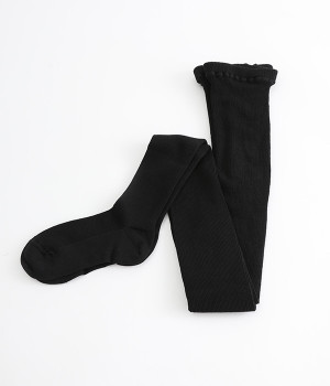 シルクコットンリブタイツ(ブラック-ONESIZE)