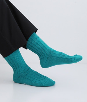 エジプトコットンリブソックス【シーズンカラー】(アクアリウムブルー-ONESIZE)