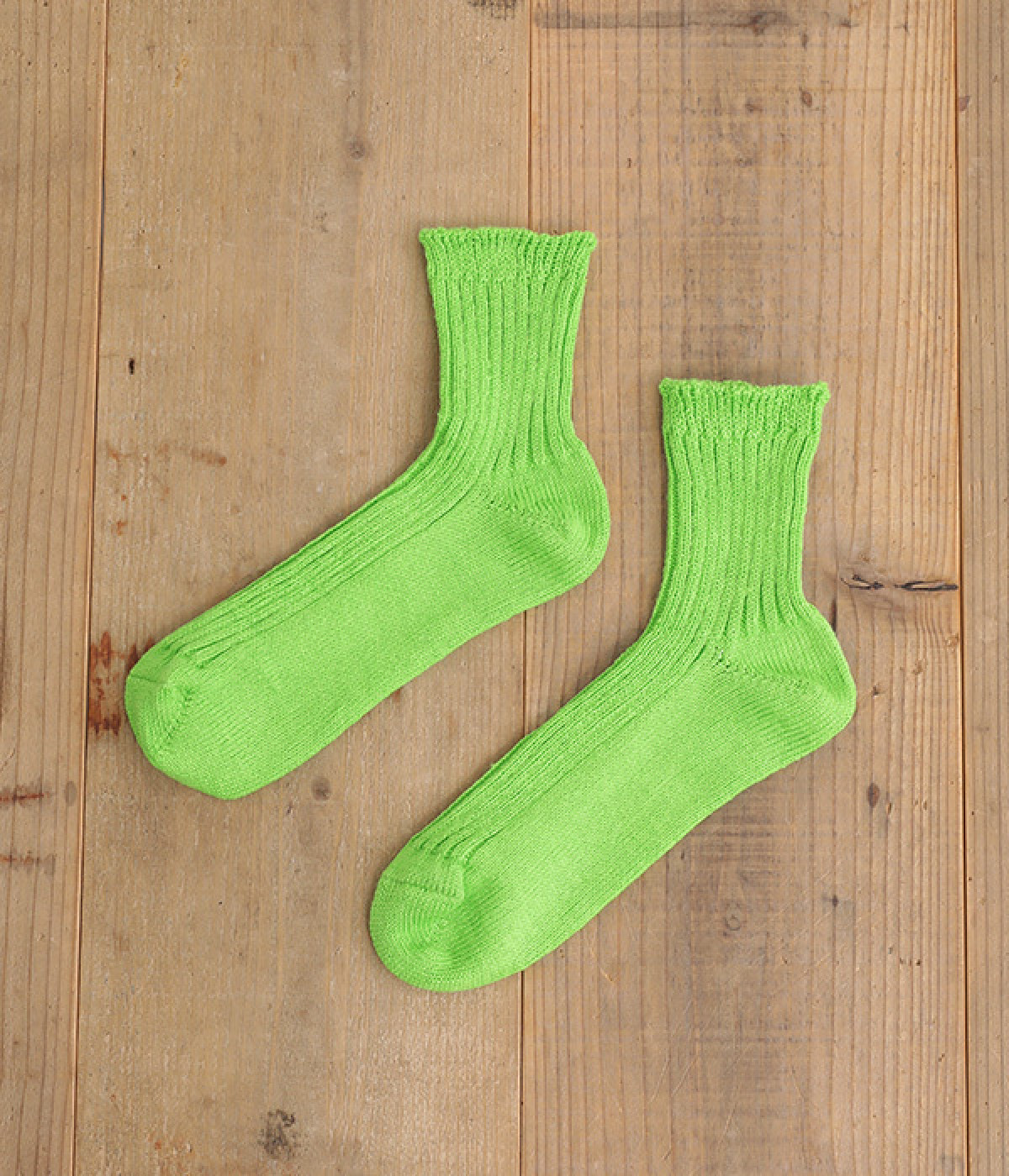 リネンリブソックス【シーズンカラー】(ペアーグリーン-ONESIZE)