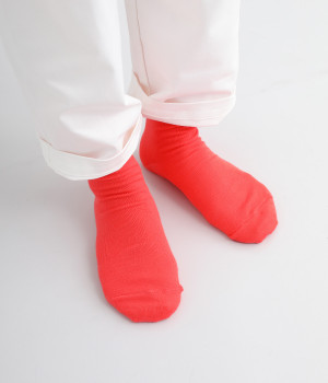 シルクコットンダブルフェイスソックス【シーズンカラー】(コーラル-ONESIZE)