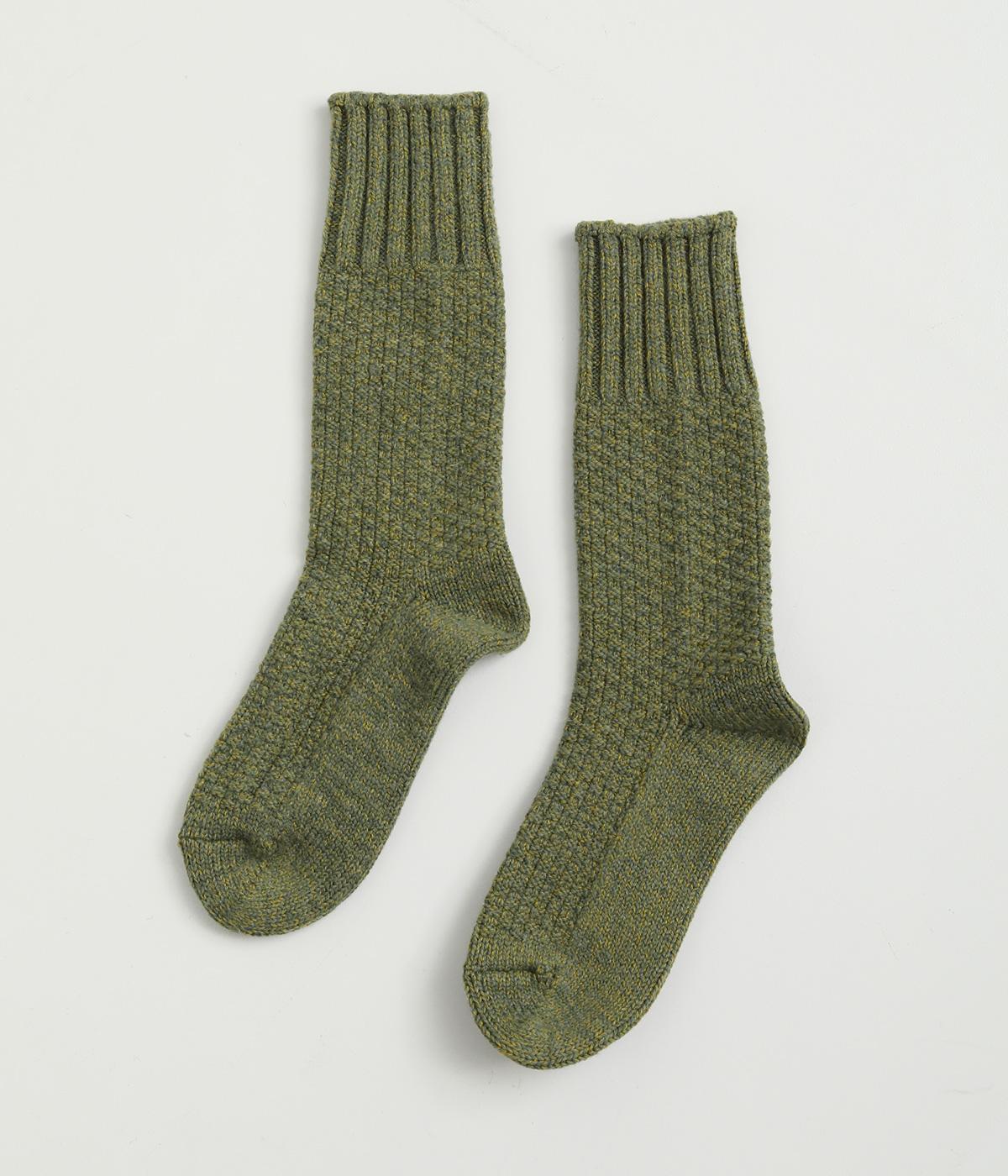 ウールコットンブーツソックス【シーズンカラー】(モスグリーン-S)