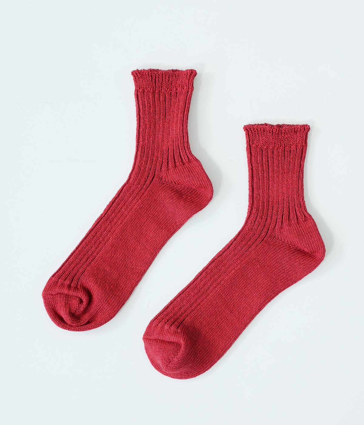 リネンリブソックス【シーズンカラー】(アンティークレッド-S)