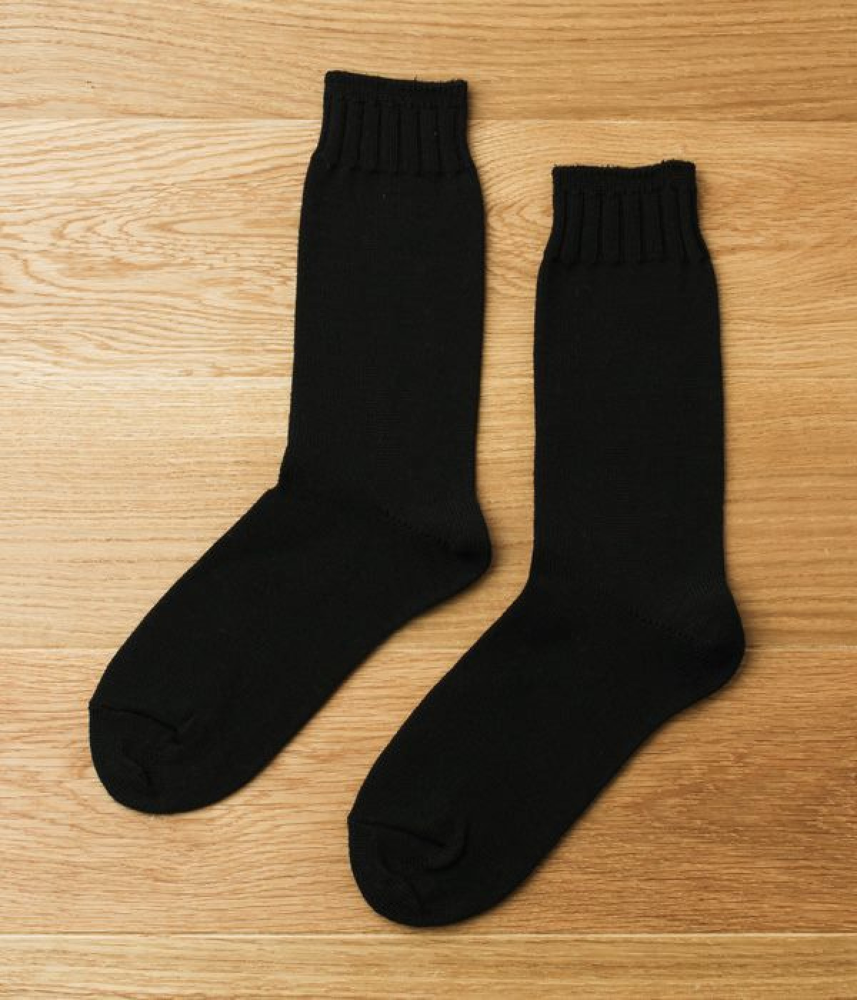 重ね履き用 ウール100％ クルーソックス(ブラック-ONESIZE)