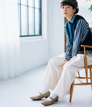 ワンストラップシューズ(グレージュ-36)