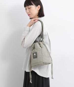 キルティング巾着バッグ(グレー-F)
