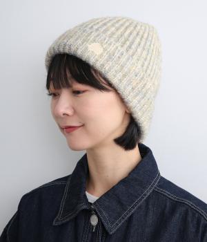 刺繍ニット帽(ミックスホワイト-F)