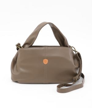 タック2wayワンハンドルショルダーバッグ(ブラウン-ONESIZE)