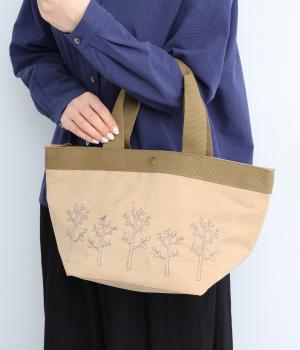 ピーチスキン刺繍トートバッグ(ベージュ-F)