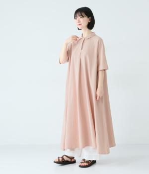 【6月中旬発売予定】ポロシャツフレアワンピース(ピンク-F)