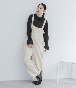 クルミボタンワイドサロペット