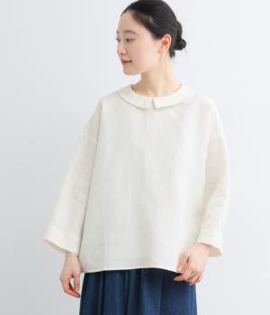 リネンクロスフラットカラーブラウス