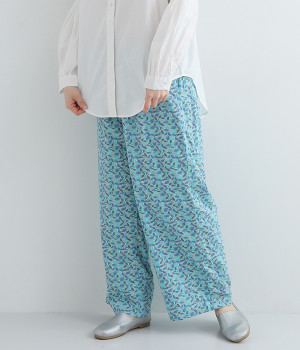 リーフプリント　イージーストレートパンツ(ブルー-ONESIZE)