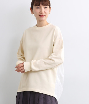 ミニ裏毛　コットンタイプライターコンビプルオーバー