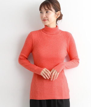 ベーシックニット　リブタートルニット(ピンク-ONESIZE)