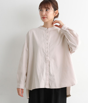 コットンツイル　バンドカラーシャツ(ライトグレー-ONESIZE)