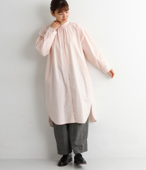 コットンタイプライター　サイドスリットワンピース(ピンク-ONESIZE)