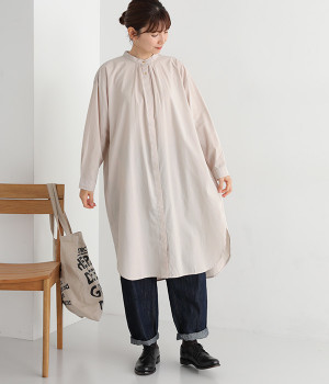 コットンタイプライター　サイドスリットワンピース(グレー-ONESIZE)