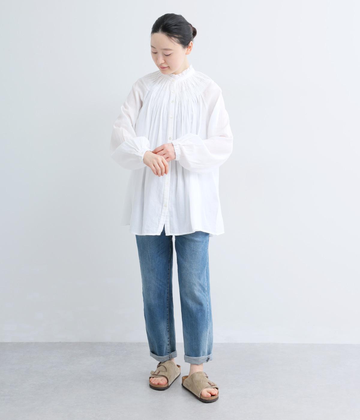 新品未使用 ADIEU TRISTESSE シルク混ピンタックカフスブラウス M モスリンラウンドタックブラウス｜conges payes ADIEU TRISTESSE