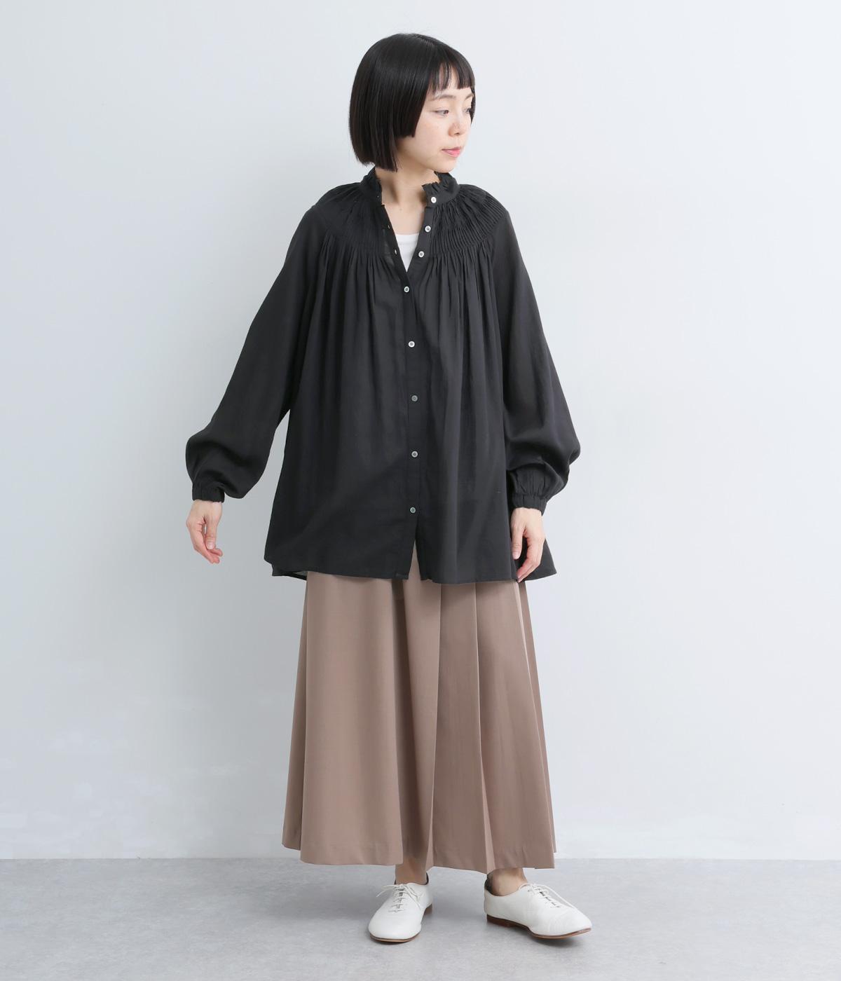 新品未使用 ADIEU TRISTESSE シルク混ピンタックカフスブラウス M モスリンラウンドタックブラウス｜conges payes ADIEU TRISTESSE