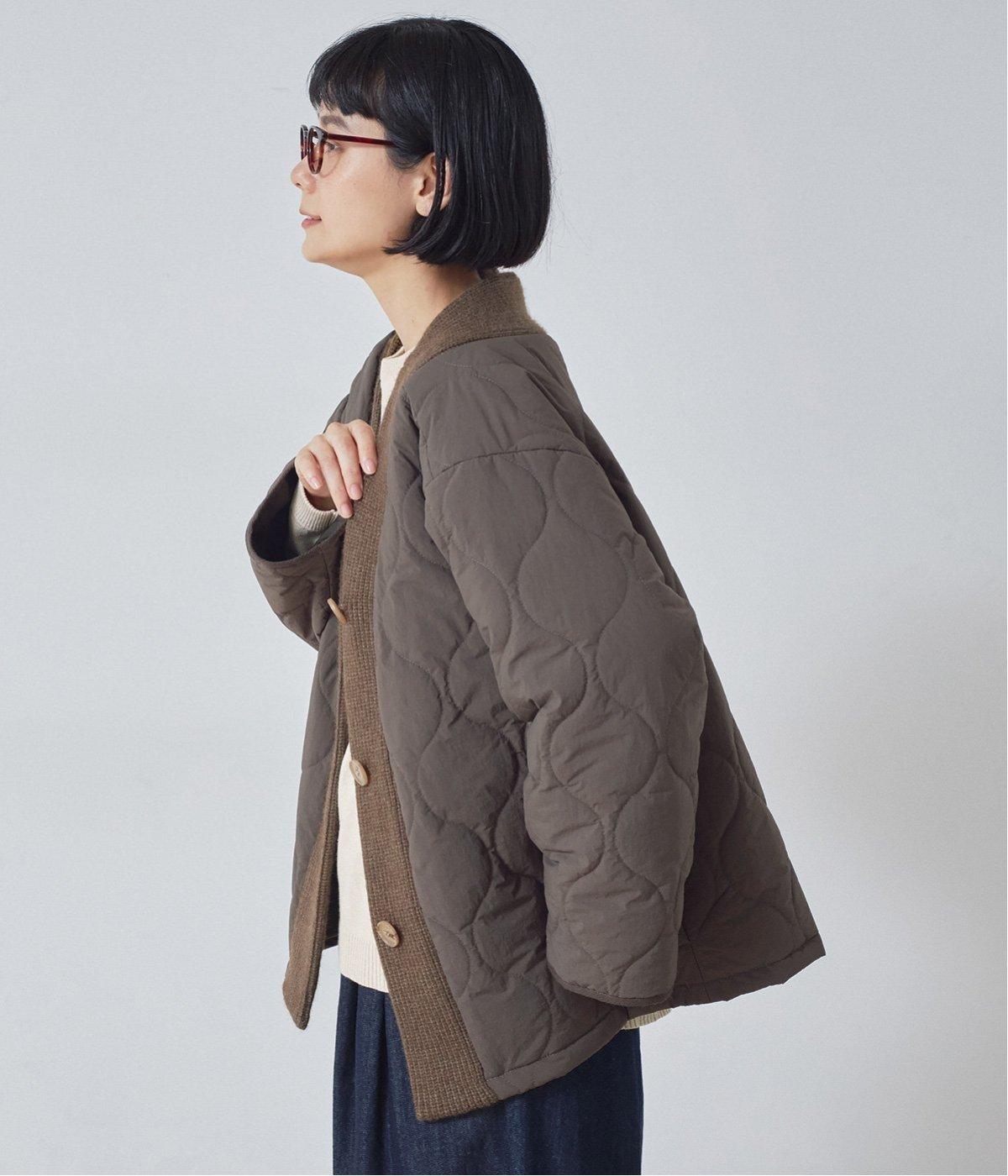 キルティング×ニット ノーカラージャケット｜&yarn（アンドヤーン）の