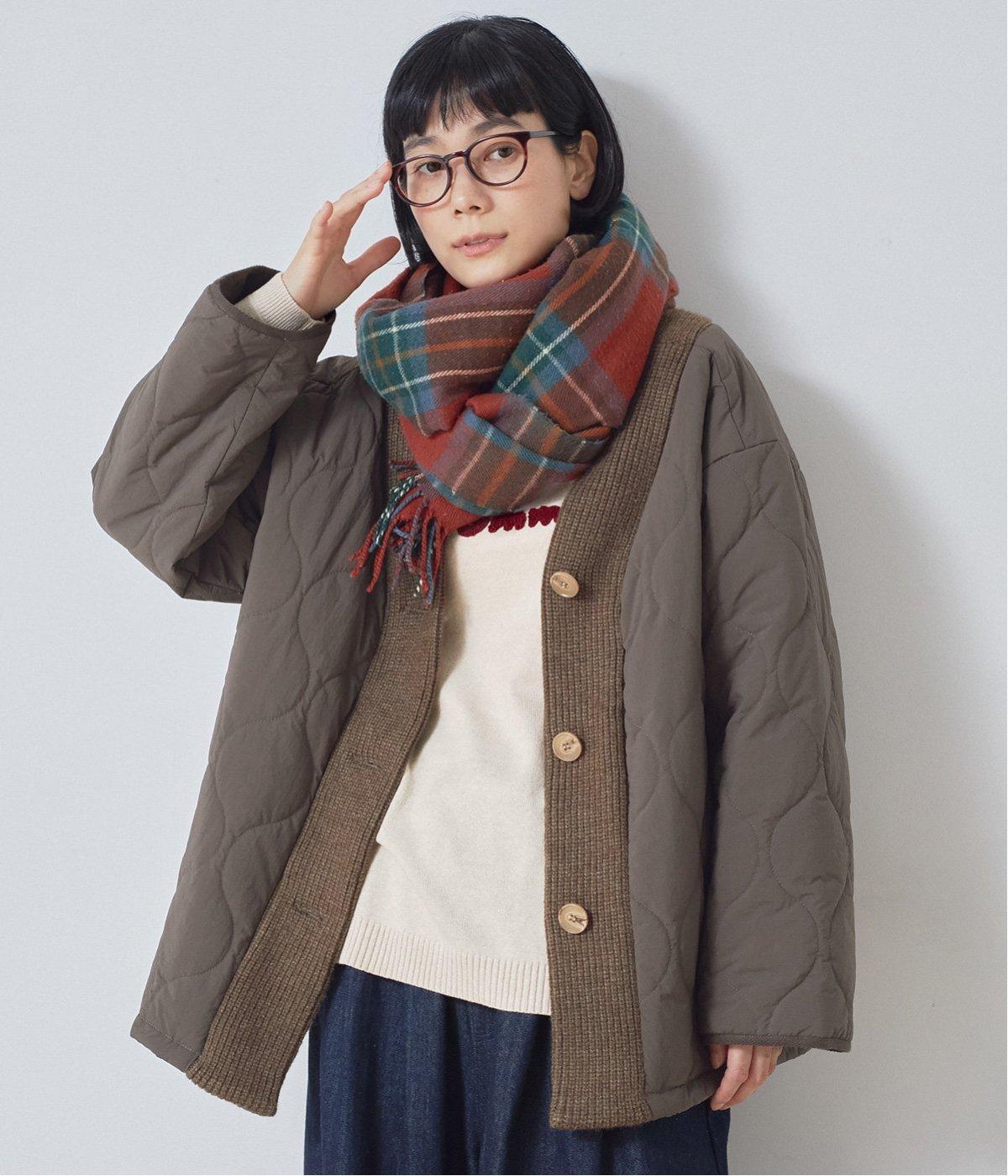 キルティング×ニット ノーカラージャケット｜&yarn（アンドヤーン）の