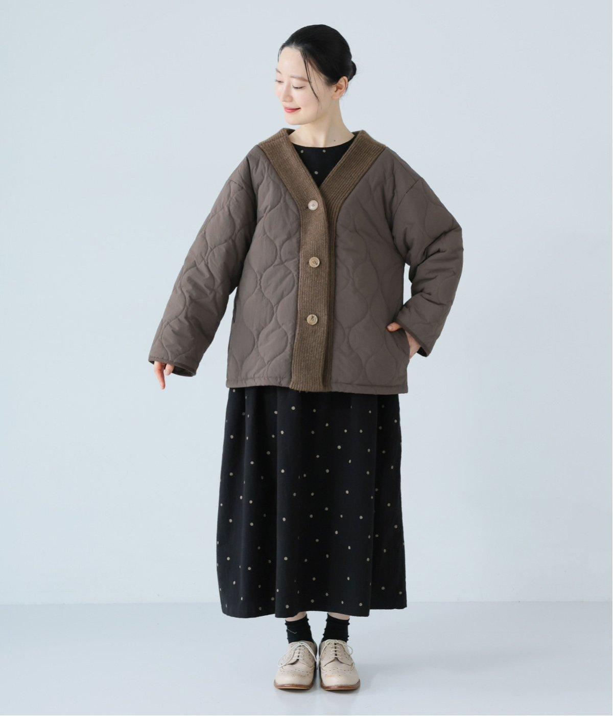 キルティング×ニット ノーカラージャケット｜&yarn（アンドヤーン）の