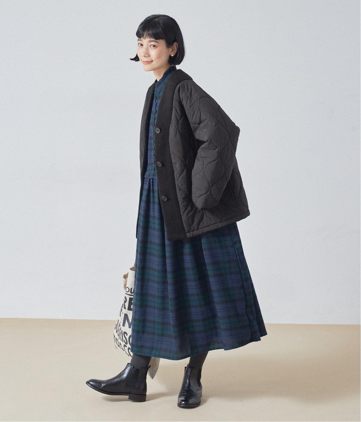 キルティング×ニット ノーカラージャケット｜&yarn（アンドヤーン）の