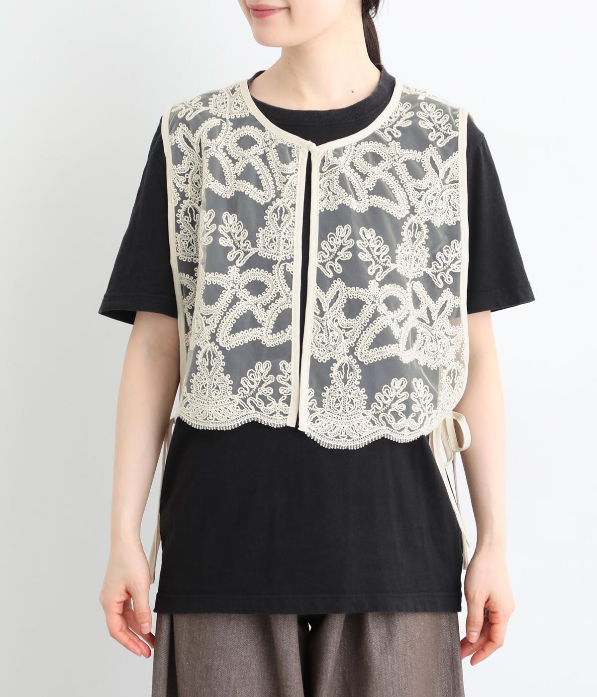 みな 美品 FRAMeWORK チュール刺繍ベスト　チュール刺繍VEST AUB-264O-30070_var-