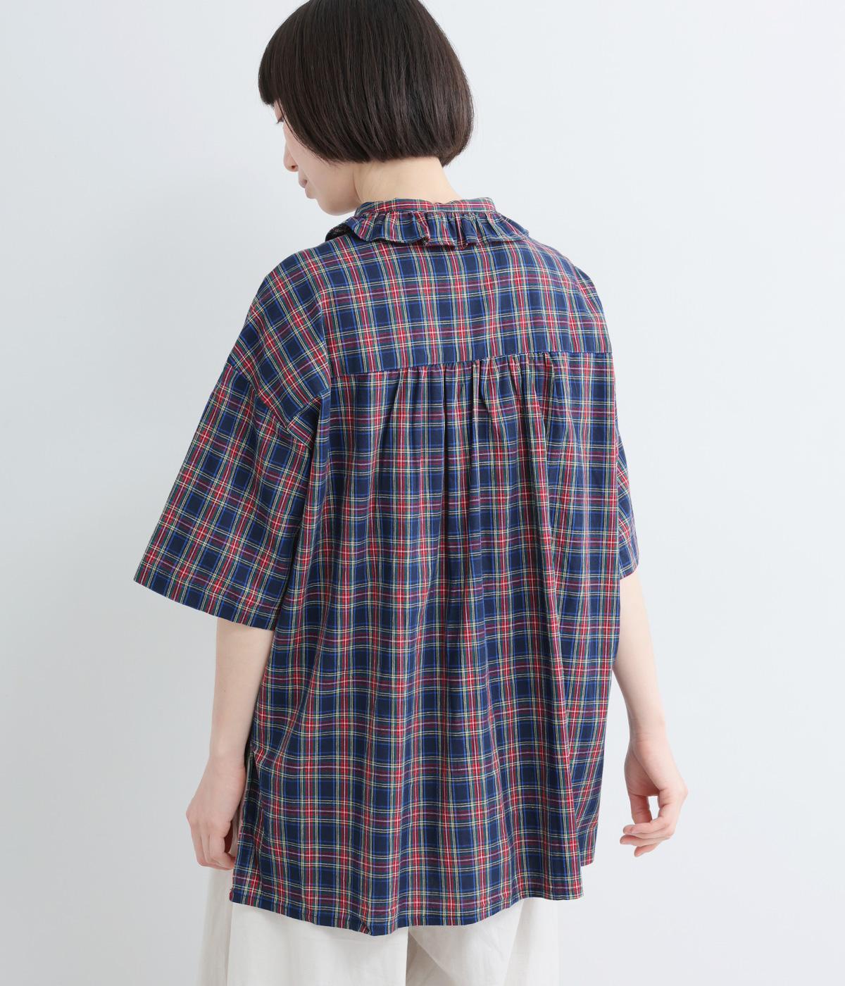 コットンタータンチェック前立てフリルブラウス｜COLORK（カラック）の