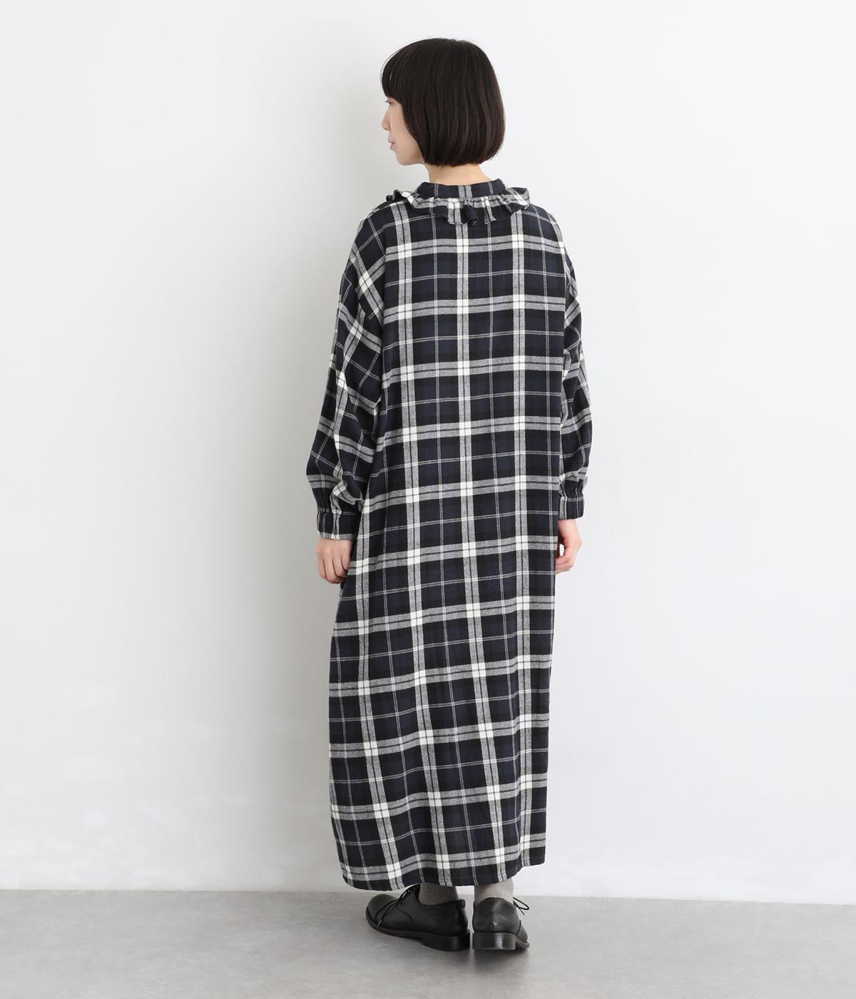 ワイドチェック フリルカラーワンピース｜COLORK（カラック）の商品詳細