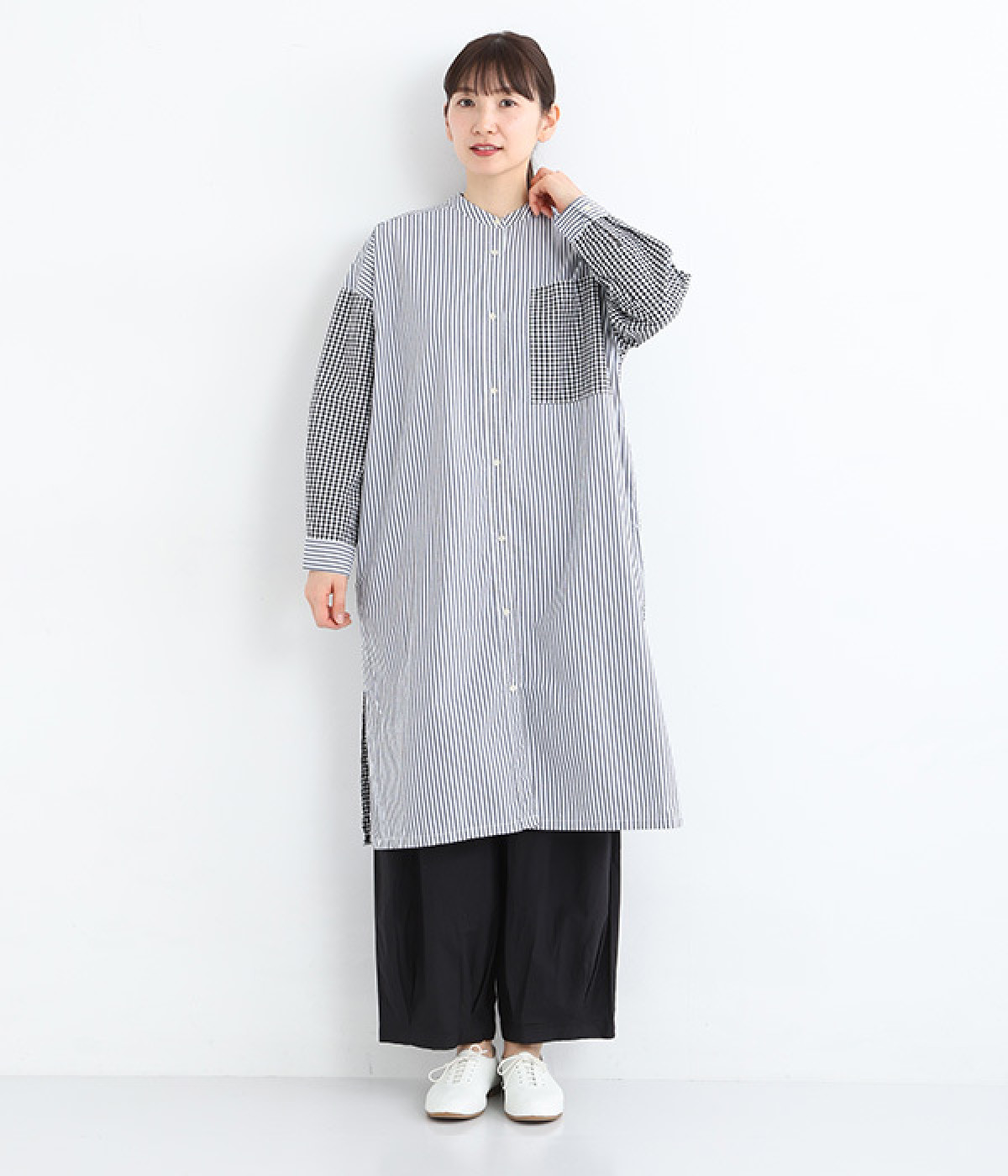 タイプライタースタンドカラーチュニックワンピース クレイジー