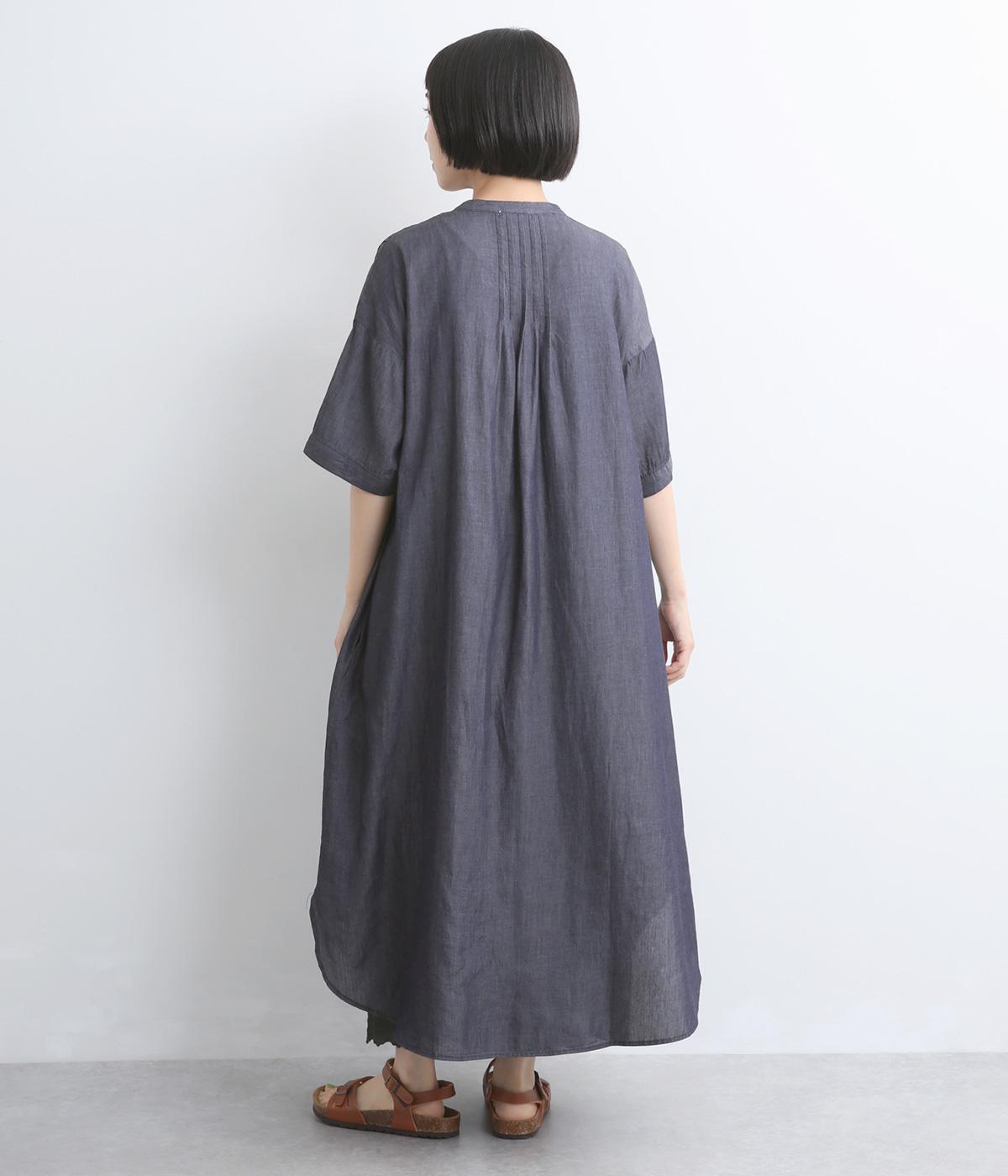 3ozデニムピンタックワイド半袖ワンピースブラウス｜sloe（スロウ）の