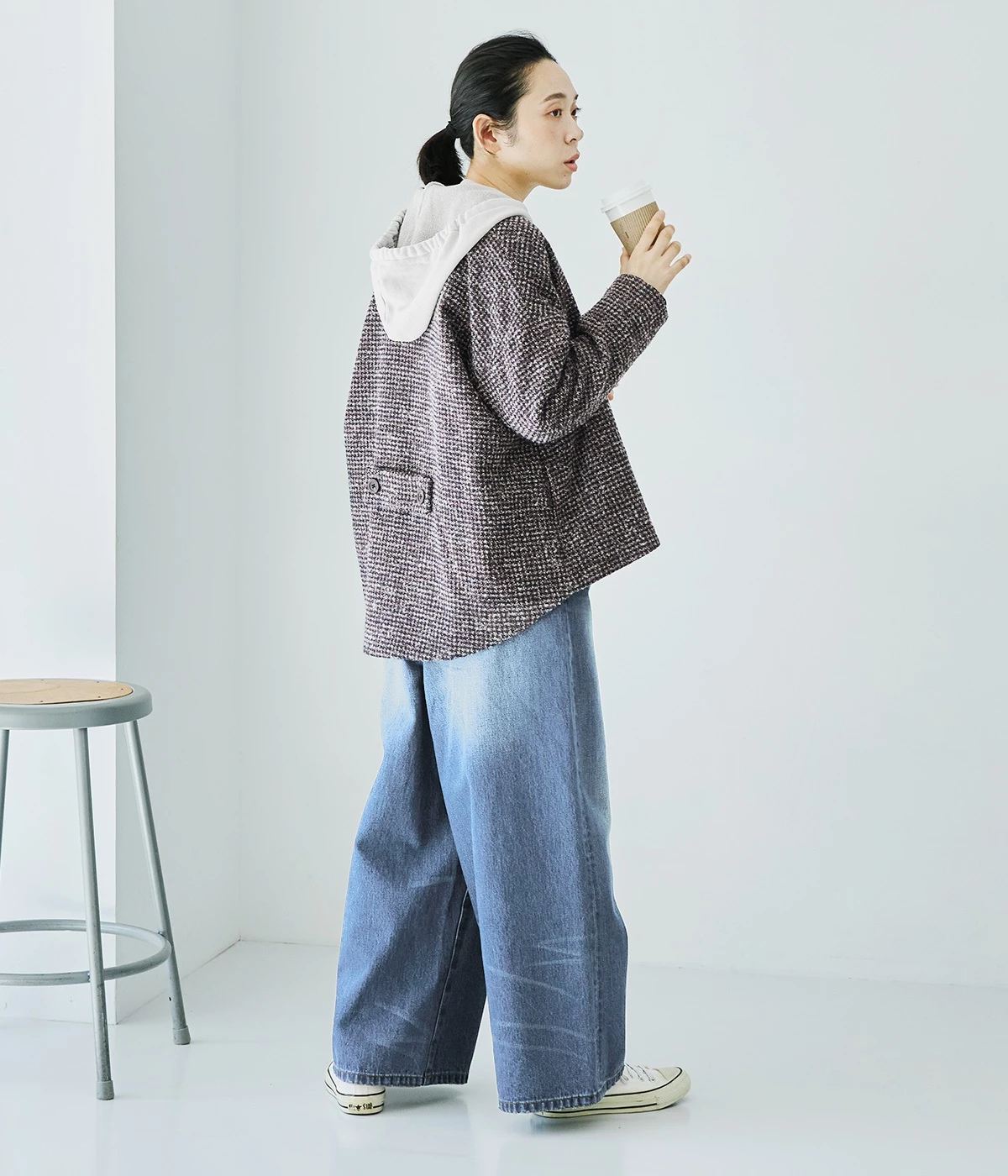 別注｜レトロチェックノーカラージャケット｜le ciel a temps doux