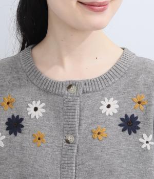 ぬ*ぽ様 MUZE アニマルパターン カーディガン グレー ふくもちニット 花手刺繍カーディガン｜Emago（イマゴ）の商品詳細