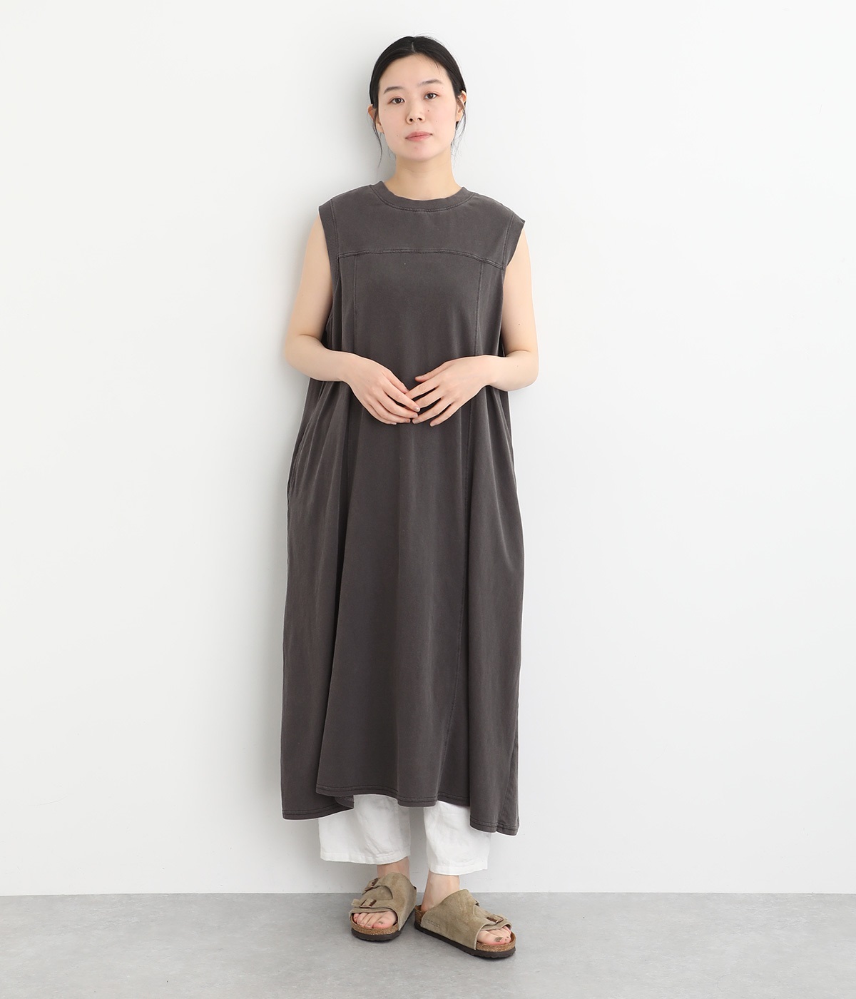 18s天竺ピグメント ノースリーブワンピース|LUPILIEN 18s天竺ピグメント ノースリーブワンピース|LUPILIEN