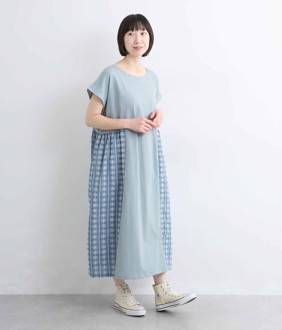 【11/16発売予定】るんるんふわふわシャンタシャン♡リバーシブルワンピース 刺繍入りシャンブレー×天竺 サイド切替ワンピース｜LUPILIEN