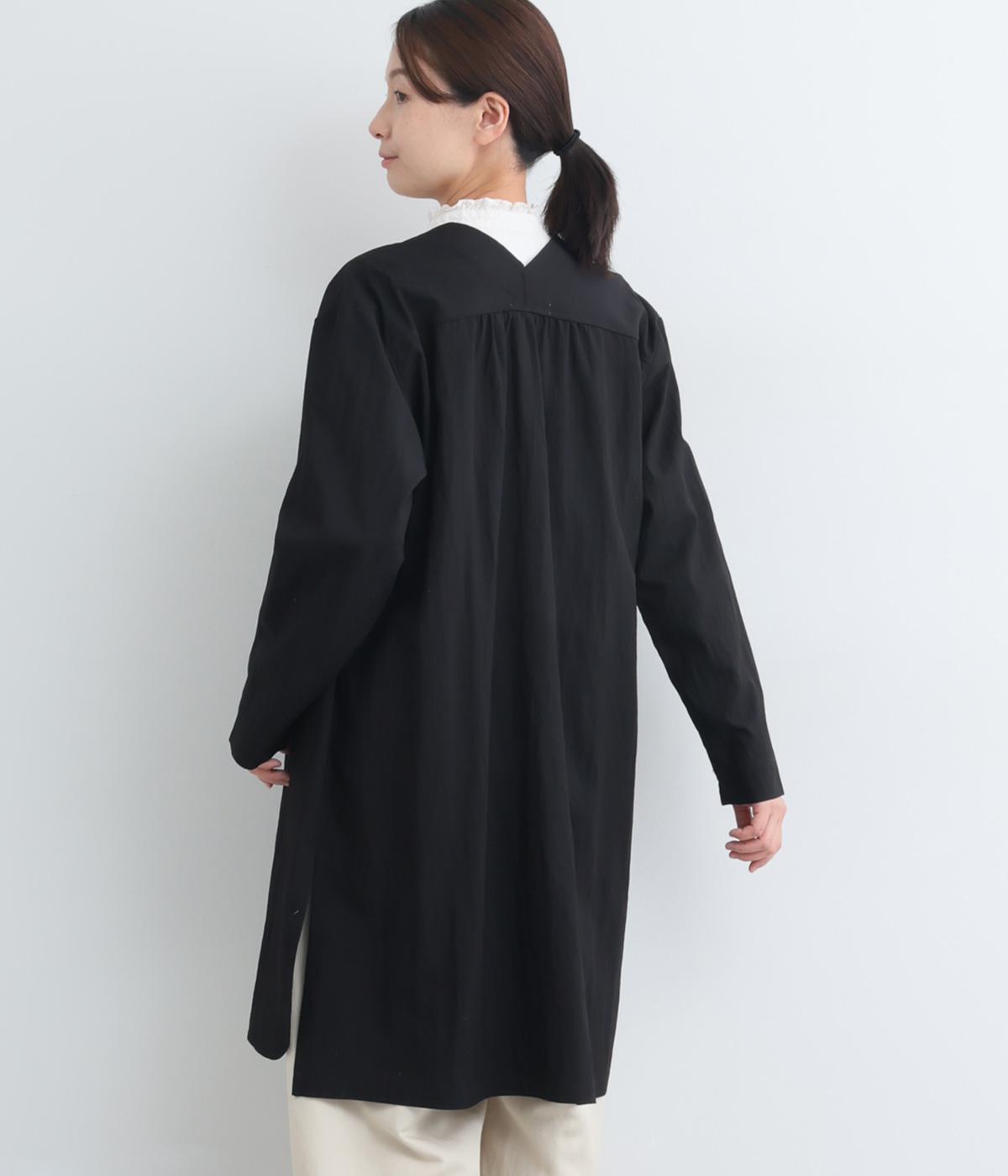 ウォッシュ加工Vネック後ろギャザーロングカーディガン｜corail