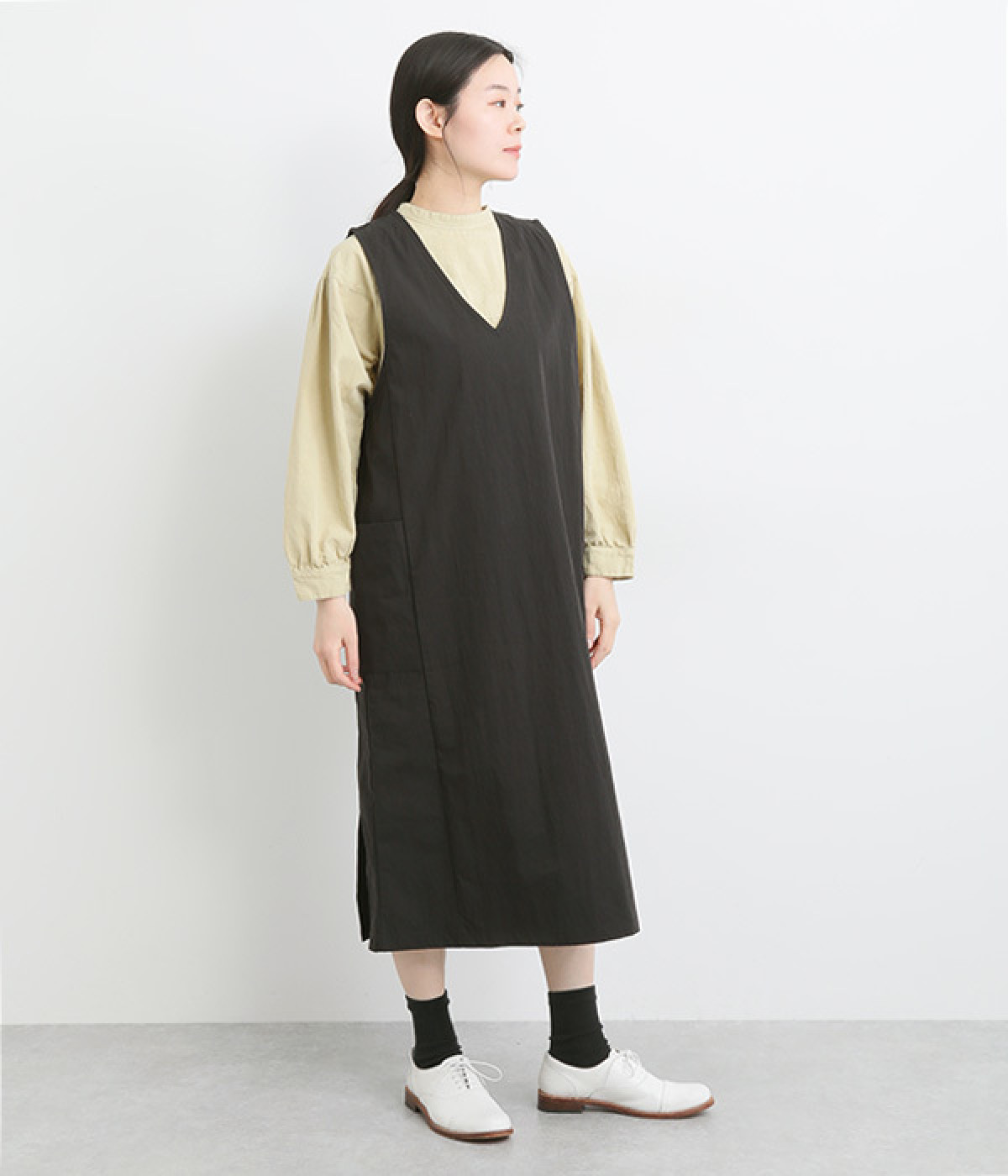 コットンナイロンバイオサイドポケットジャンパースカート｜corail