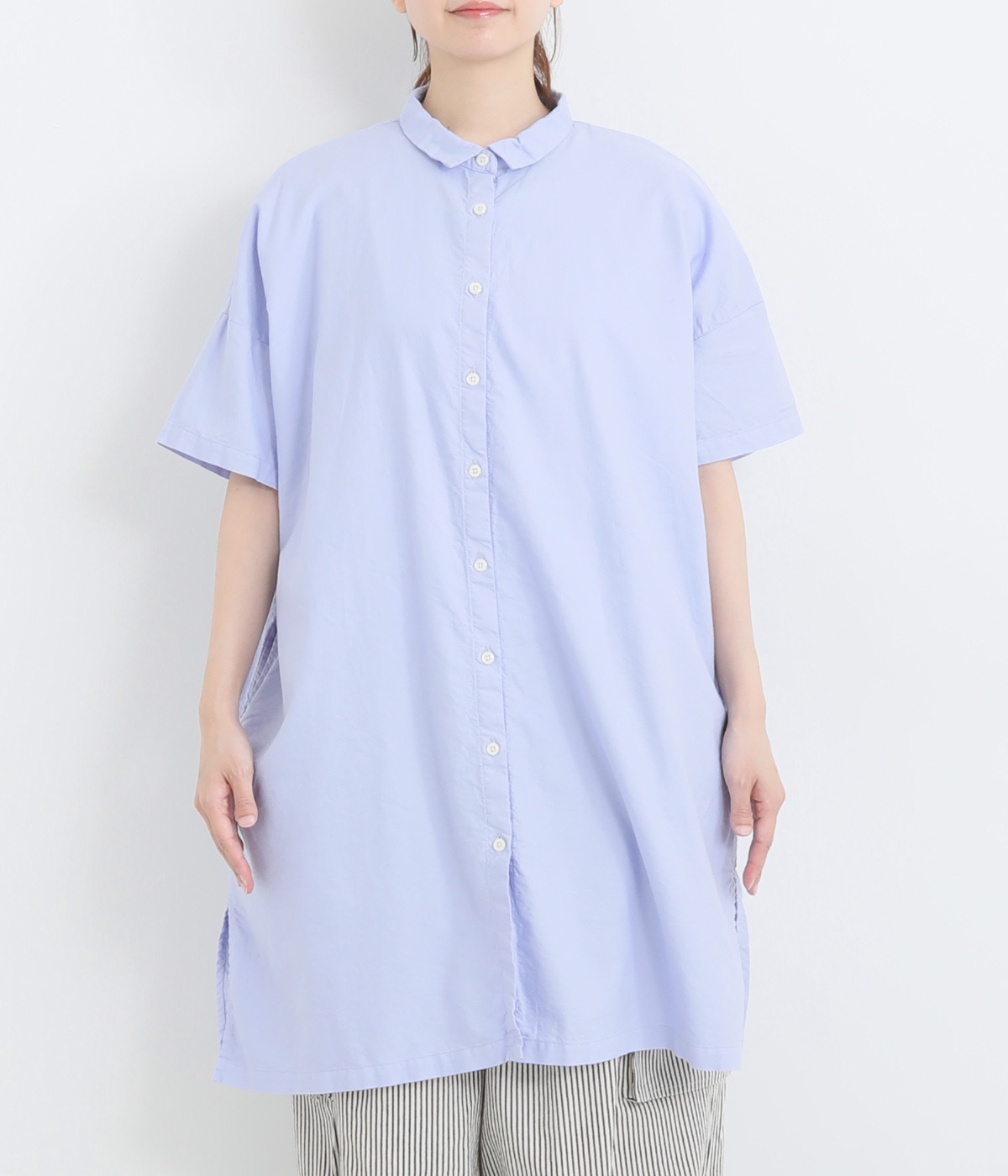 オックス日本製品染め5分袖チュニックブラウス｜SUN VALLEY