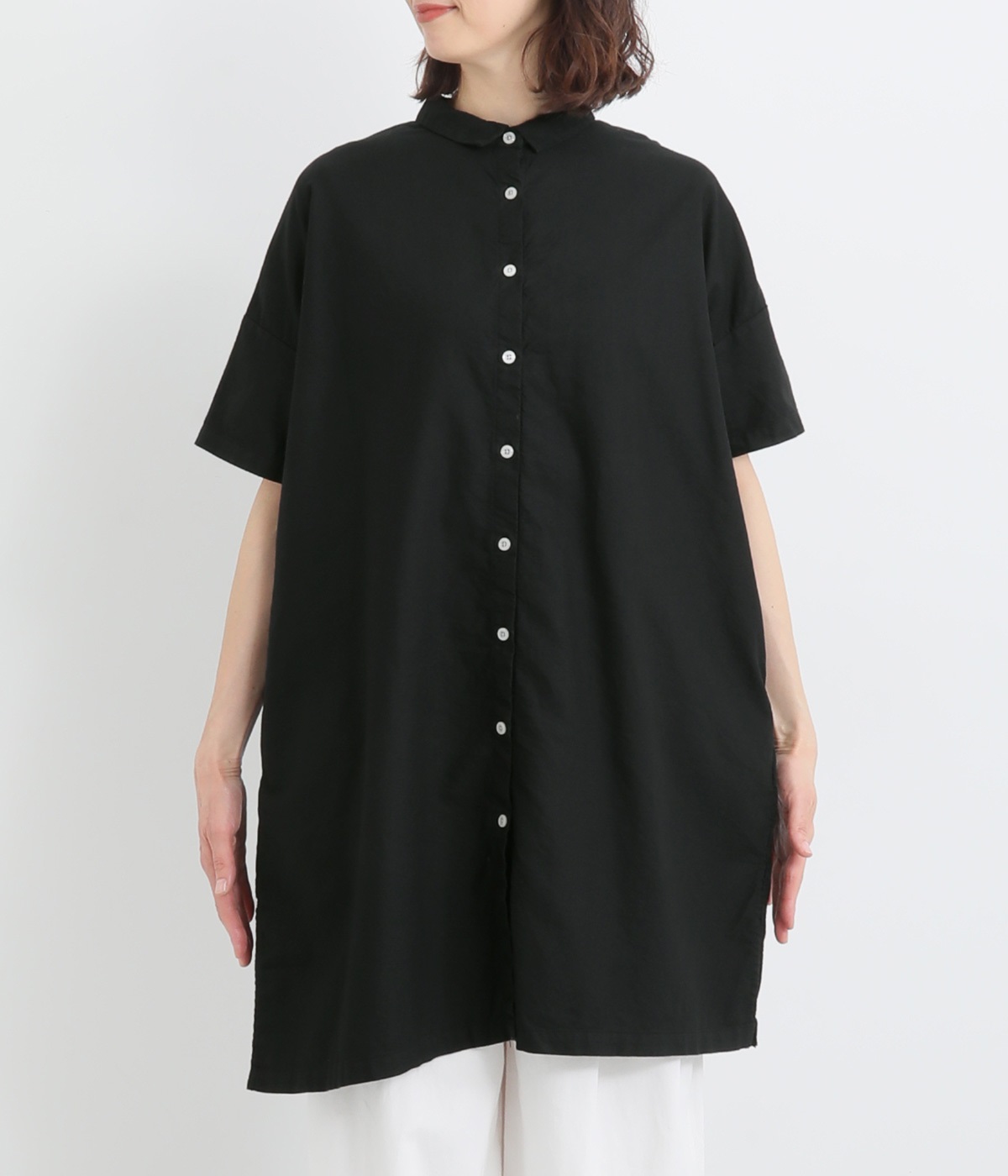 オックス日本製品染め5分袖チュニックブラウス｜SUN VALLEY