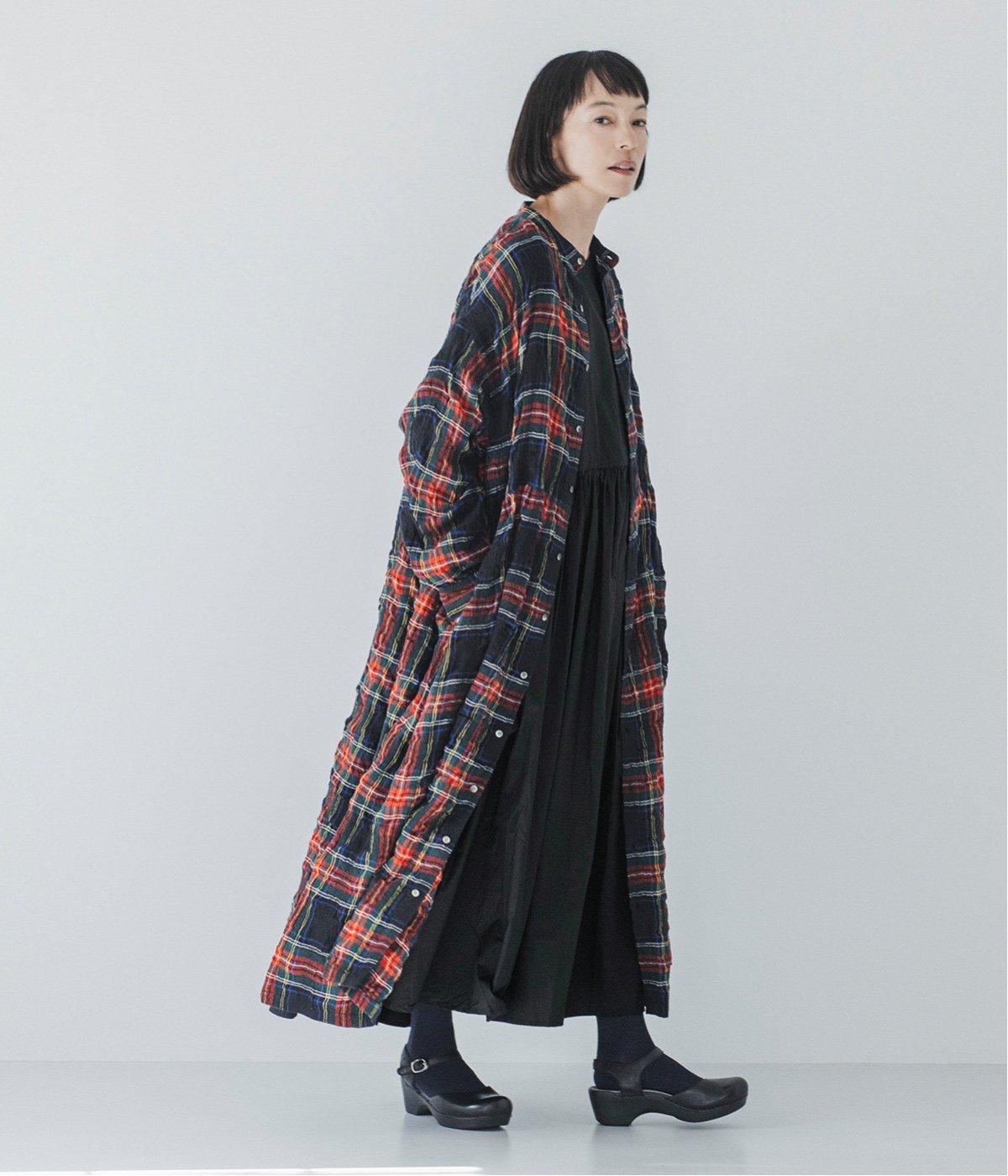 コットンウールタータンチェックシャツワンピース｜ICHI Antiquites