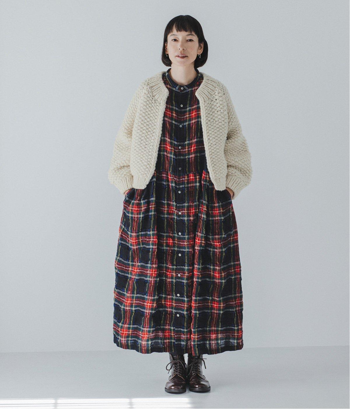コットンウールタータンチェックシャツワンピース｜ICHI Antiquites