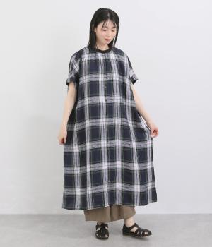 リネンタータンチェック ワンピース｜blue willow（ブルーウィロウ）の
