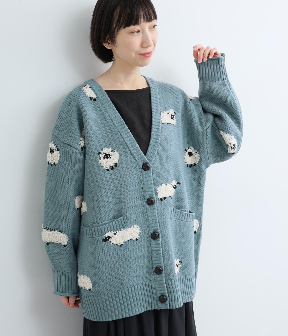 JUCY】羊柄ジャカードニットカーディガン｜NUEVO BLANCA（ヌエヴォ