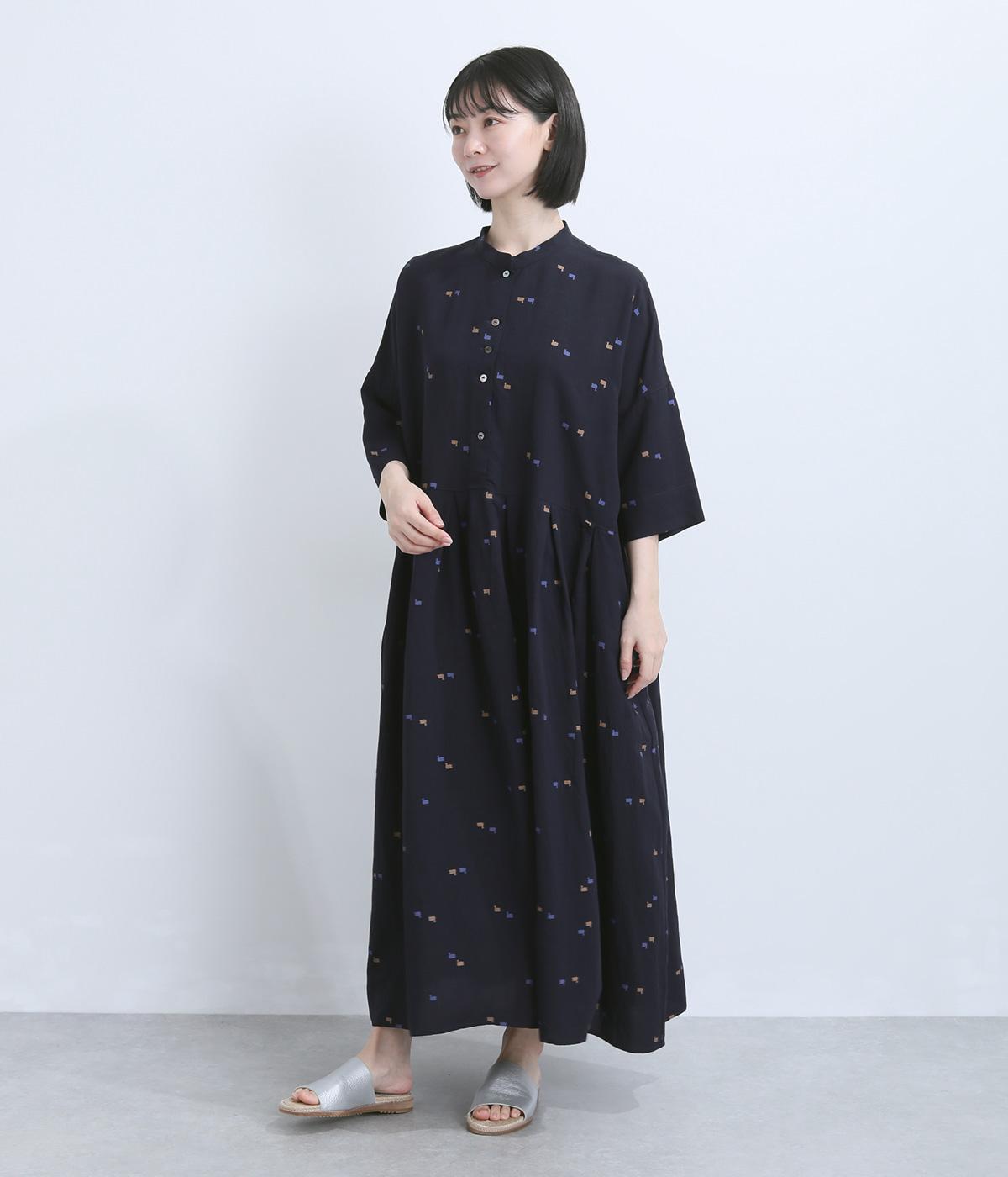 激レアGOODENOUGH×GIVY L2B 袖切替エリオットタータン/仙台限定 リネンレーヨンスワンプリント切り替えワンピース｜nop de nod