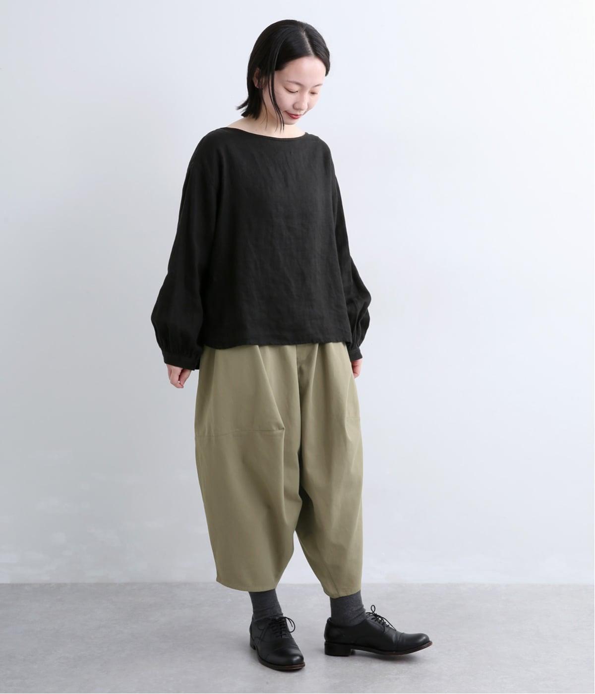nunuforme ヌヌフォルム ツイル ワイド パンツ 黒 ガウチョパンツ 八分カツラギポインテッドパンツ｜nunuforme（ヌヌフォルム）の商品詳細