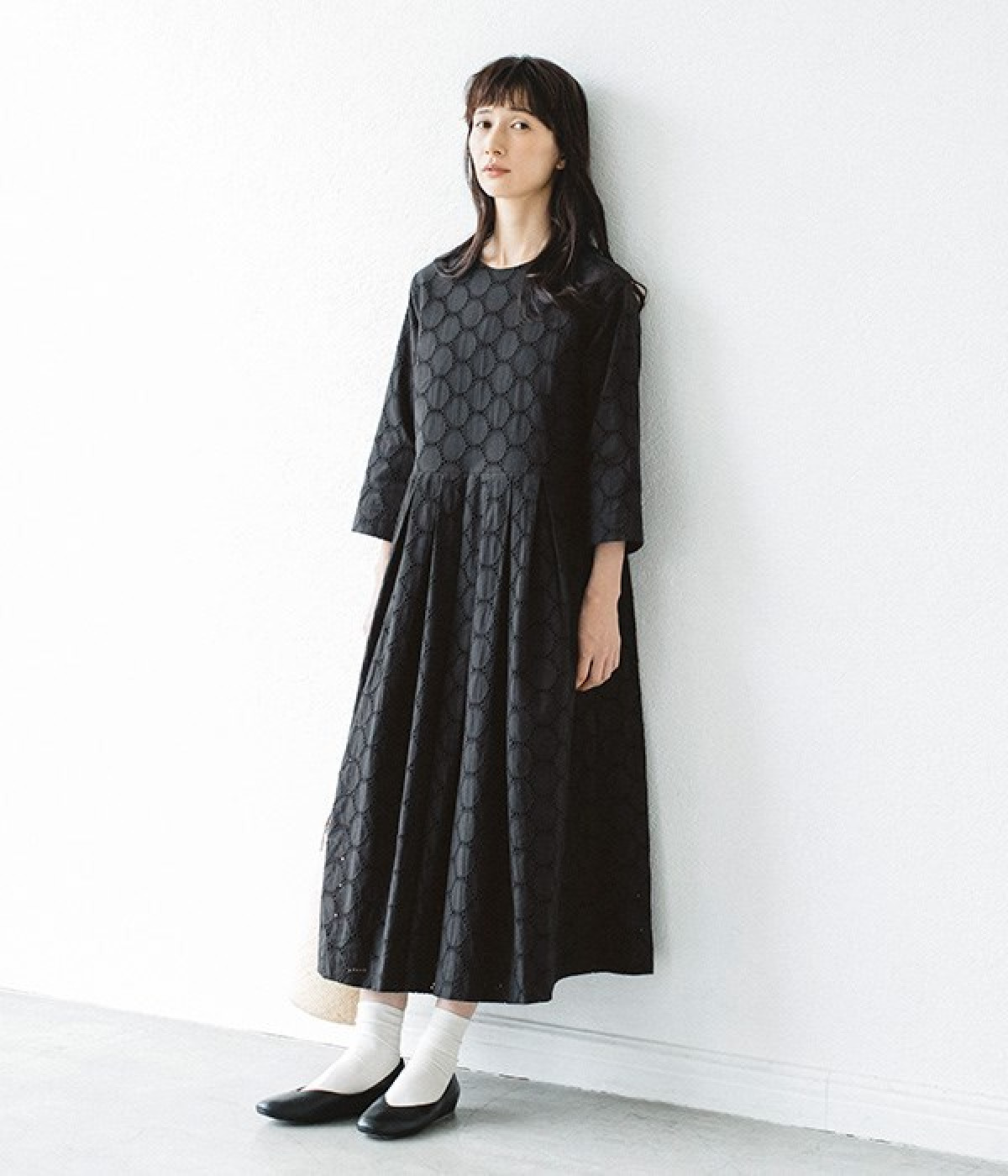 極美品【総レース 単衣 小紋】黒×白 刺繍 サークルレース モダン 洒落着 サークルレースクラシックセット｜s.t.closet frabjous（エスティ