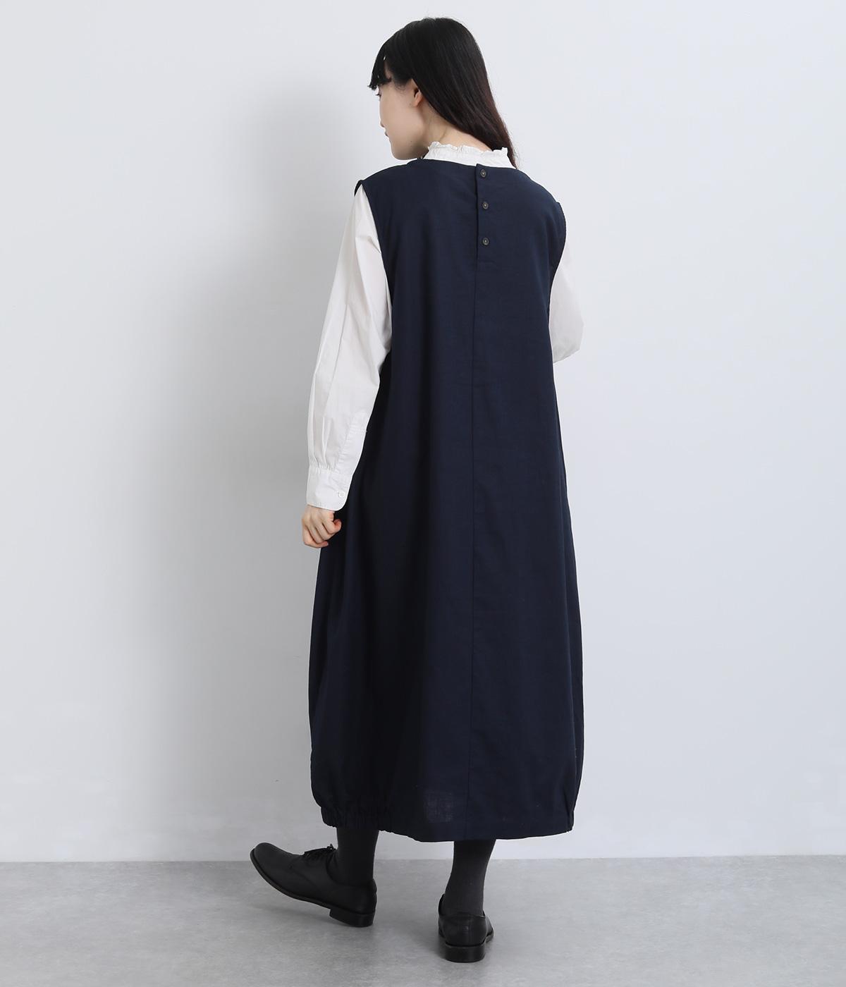 コットンリネンレーシーコクーン ジャンパースカート｜ELLIFE
