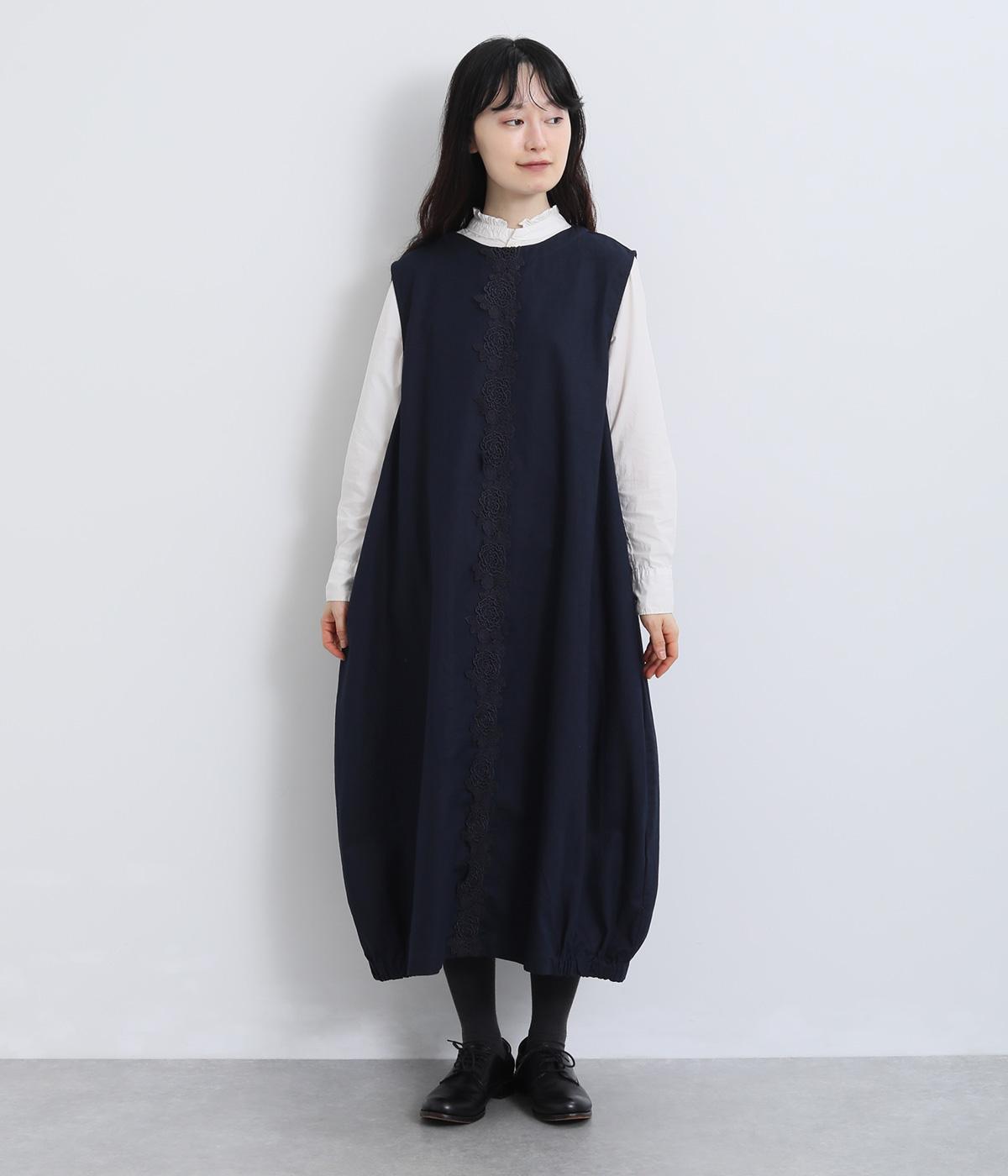 コットンリネンレーシーコクーン ジャンパースカート｜ELLIFE
