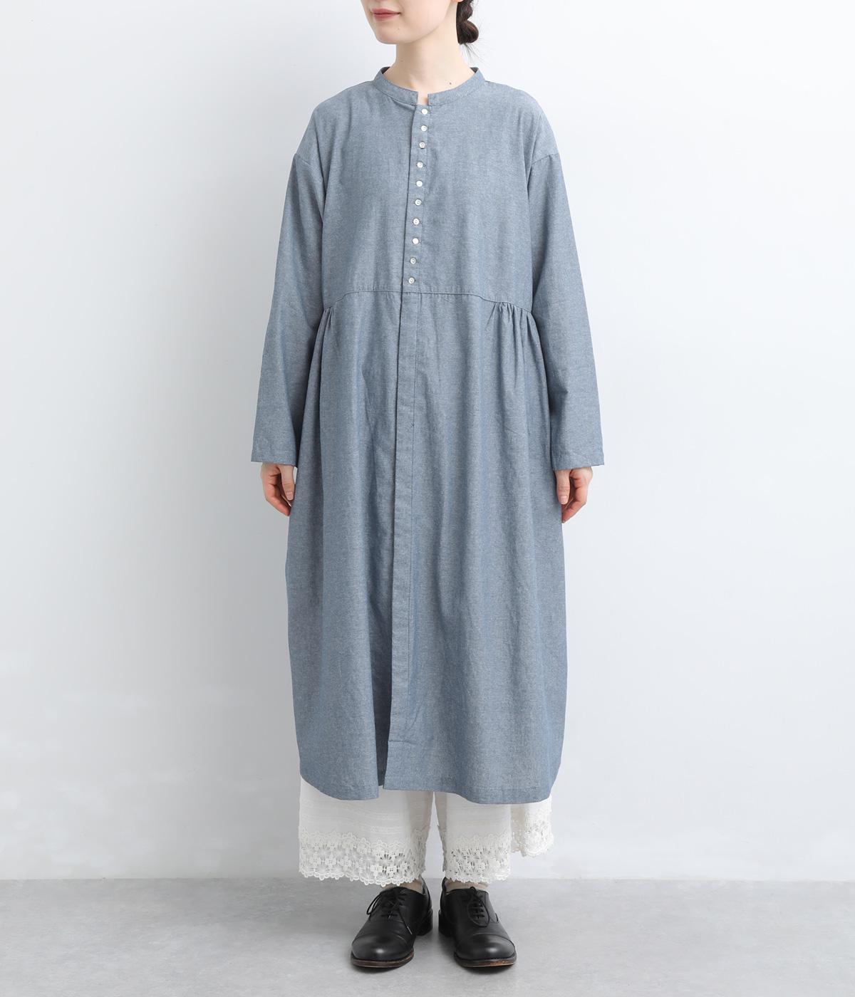 コットンシャンブレー多ボタン前あきワンピース｜Sorte cuff